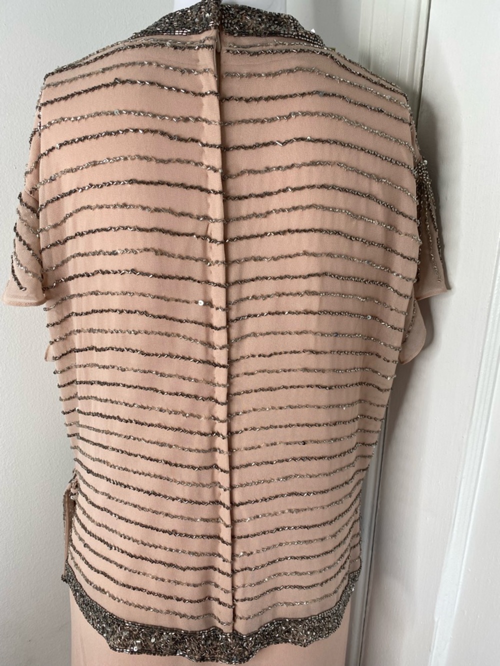 J Kara NWT Nordstrom Blush Pink Beaded Wrap-Front Maxi Dress - Picture 8 of 11